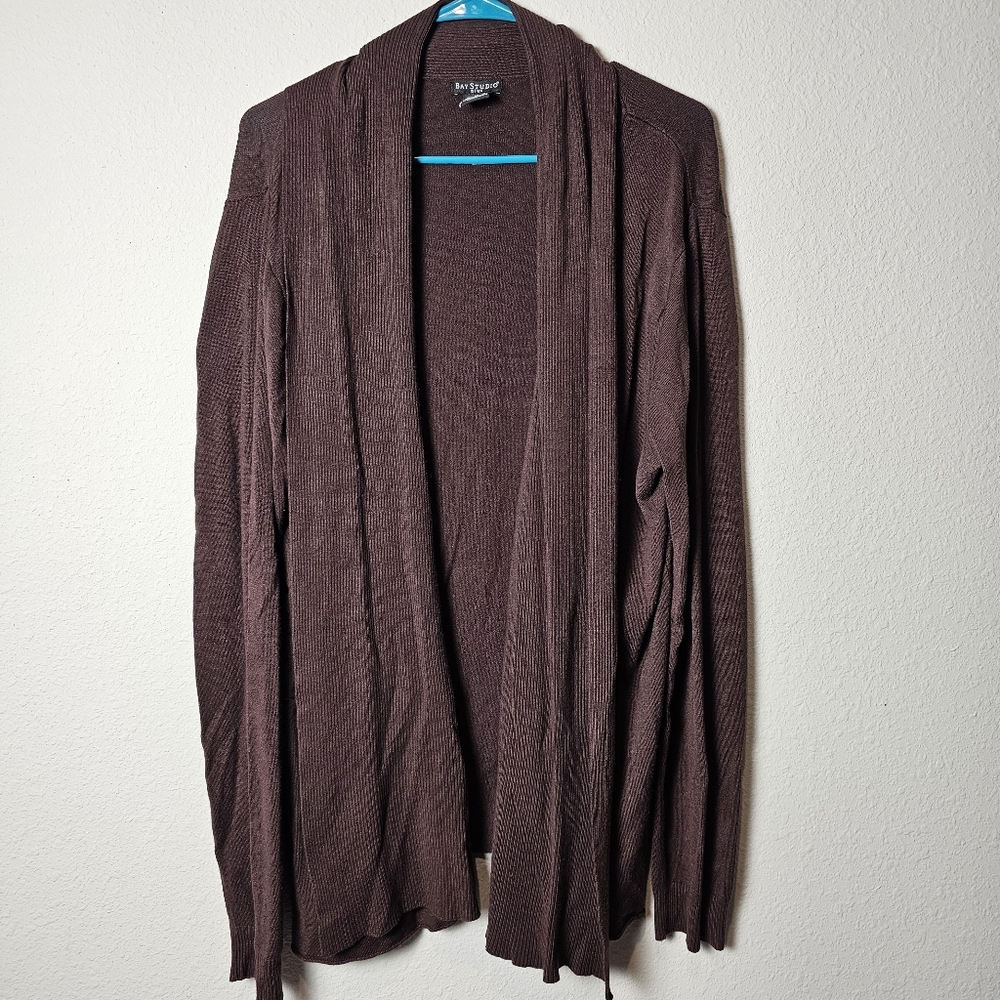 Bay Studio Plus Brown Cardigan Sweater 1X Womens Office